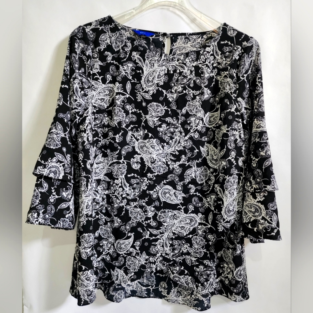 Womens Apt 9 XL Tunic Top, Black and White, 3/4 sleve